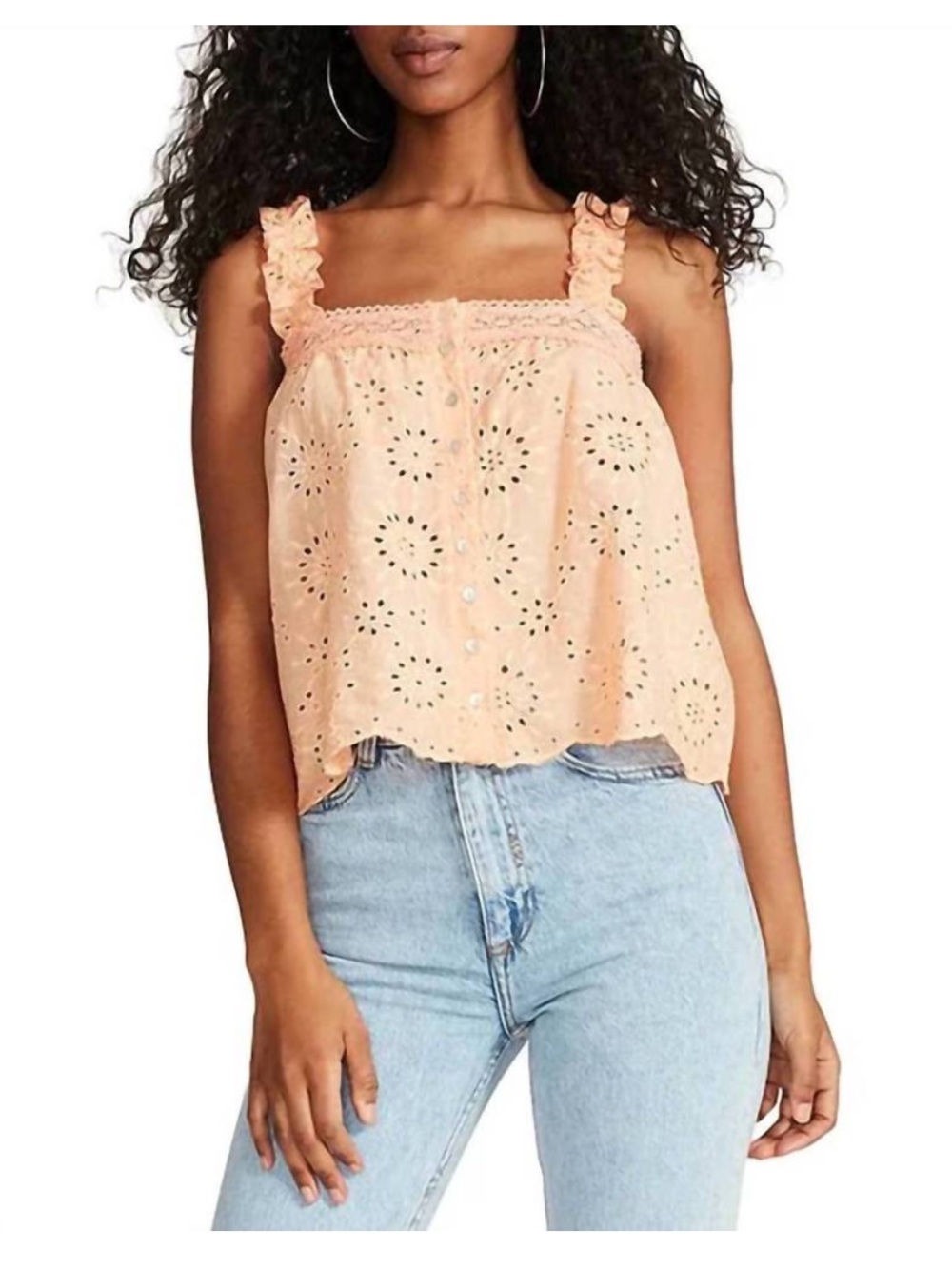 BB Dakota Steve Madden  summer sunrise eyelet top size S Mock Orange